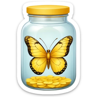 Yellow butterfly in a jar sticker