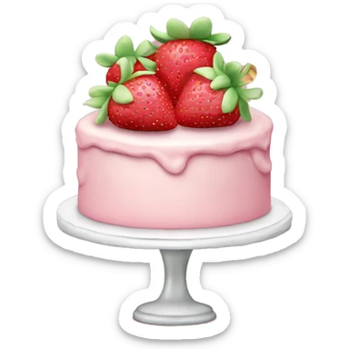 Light Pink strawberries and cream birthday cake  sticker