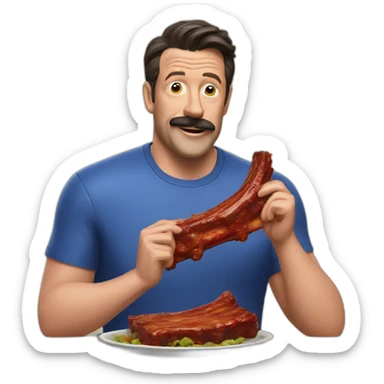Ted lasso eating bbq ribs sticker