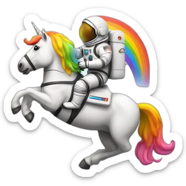 an astronaut riding a rainbow unicorn sticker