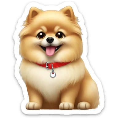 Pomeranian with red collar sticker