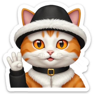 Cat with a hat flipping off sticker