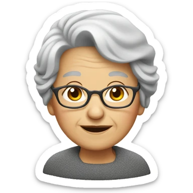 old lady with grey hair sticker