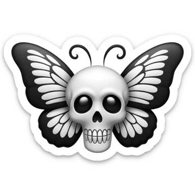 crea un emoji de una mariposa / polilla de la muerte pero que la calavera esté en las alas  sticker