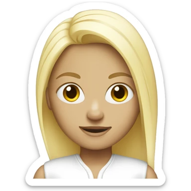 Blond girl with a white car sticker