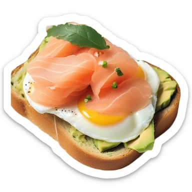 one avocado tost on brioche with salmon and eggs sticker