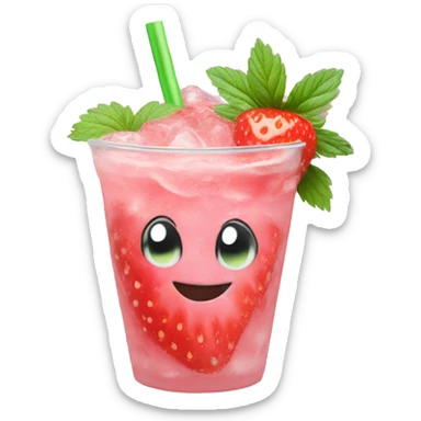 Pastel pink mojito strawberry  sticker