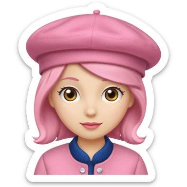 a pink beret hat sticker