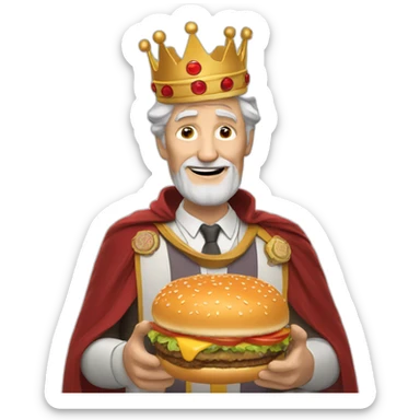 Old man with a burger king crown sticker