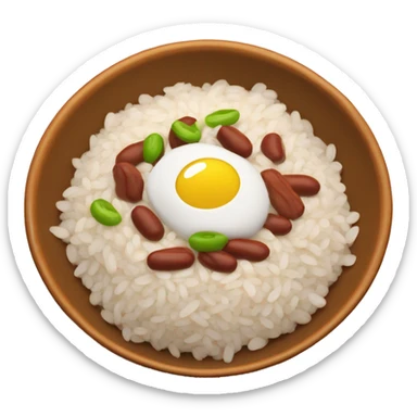 Puerto Rican dish “arroz con habichuelas” which is white rice and beans in a bowl sticker