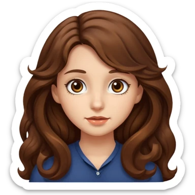 girl with long brown wave hair, big eyes sticker
