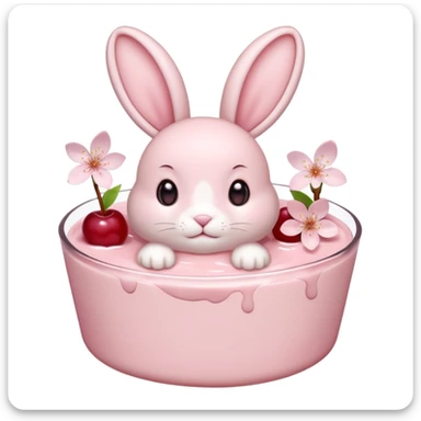 sakura pudding shaped like a bunny with cherry blossom accent sticker