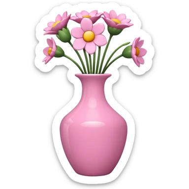 Pink flower vase sticker