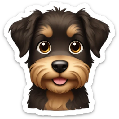 bouvier fawn brown and black puppy face very long hair smiling dark ears sticker