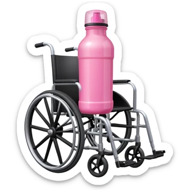 Pink water bottle sitting on a wheelchair with cars   sticker