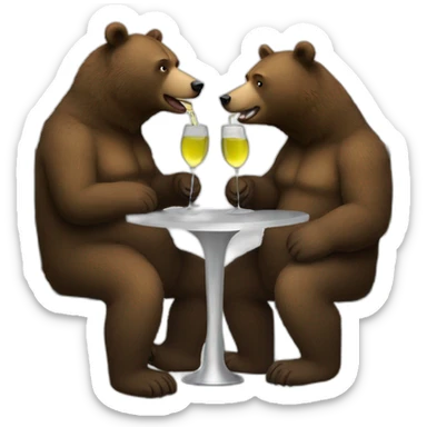 two bears drinking white wine metal table sticker
