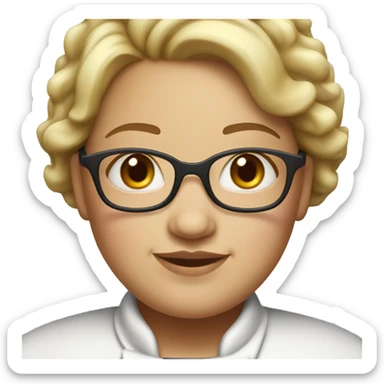 fat chef girl with glasses and short hair light skin color sticker