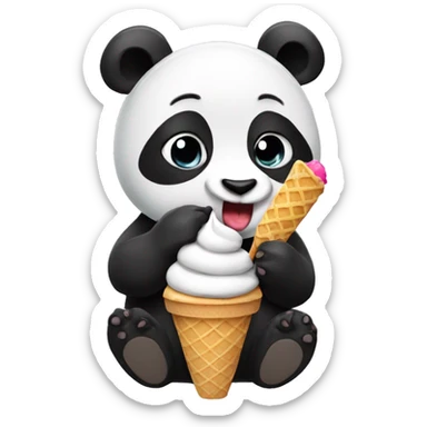 Panda eating ice cream sticker