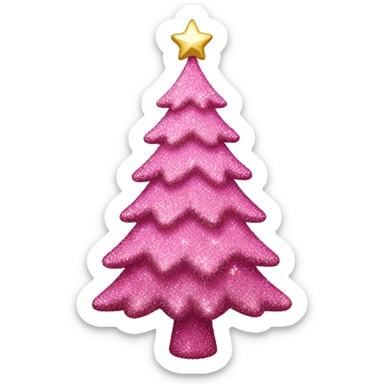 glittery pink christmas tree sticker