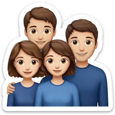 Throuple two women with short wavy brown hair, male with short brown hair sticker