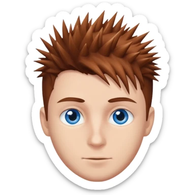 Brown spikey hair cut with blue eyes male sticker