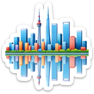 Create a tokyo skyline with a mirror image of the san francisco skyline below it.  sticker