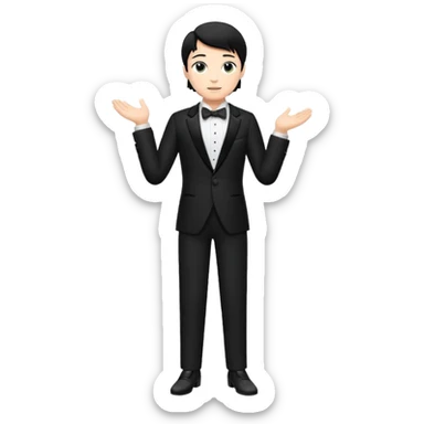 white boy with black hair in a tuxedo. full body sticker