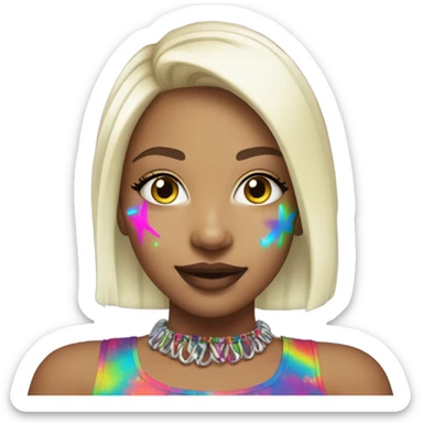 white blonde rave girl sticker