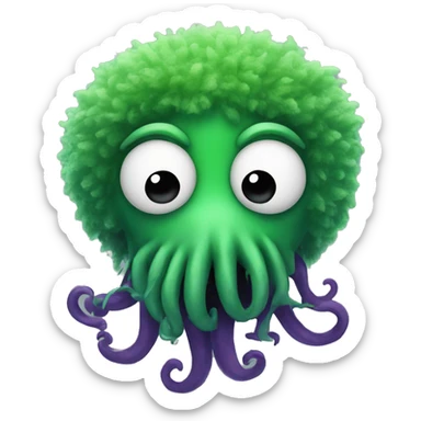 A green fuzzy dude with tentacles for a mouth sticker