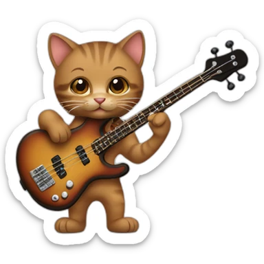 Brown Kitten playing bass sticker