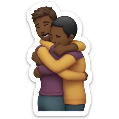 Emotional couple hug sticker