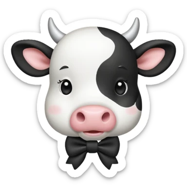 Cow with bow sticker