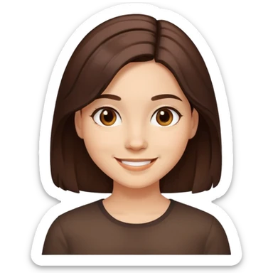 Girl with dark chestnut middle length hair, pretty light skin smiling  sticker