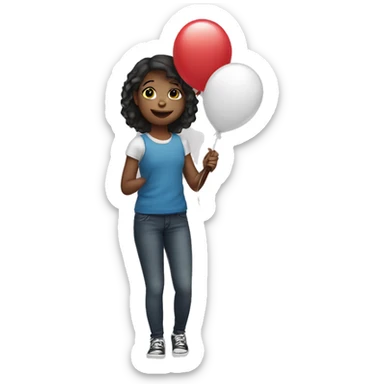 Girl holding a balloon sticker