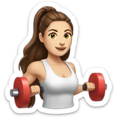 White beautiful fitness women with brown hair with dumbbells in their hands sticker