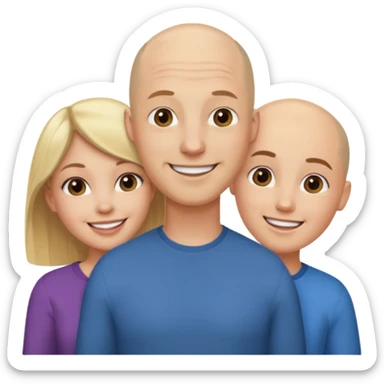 throuple blonde brunette females bald male sticker