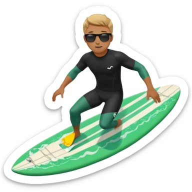 Un hombre sorteando con camisa negra y tabla verde sticker