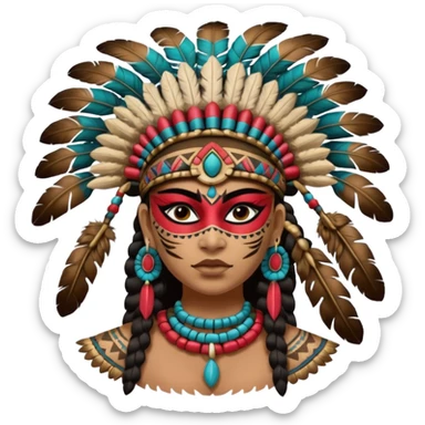 face full maya masked tradational mayan woman warrior half boudy  sticker