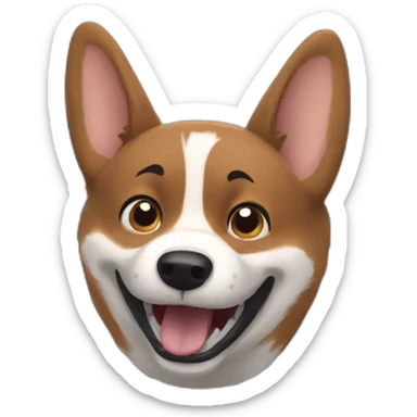 Black corgi Pixar style growl sticker