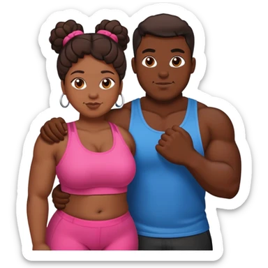 Black gym bro with a brown chubby woman in love sticker