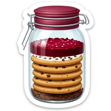 Haz un tarro de galletas y que en el interior contenga varias galletas Red Velvet con pepitas de chocolate blanco sticker