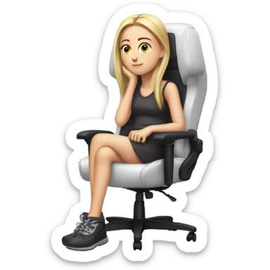 white girl thinking on a big gaming chair  sticker