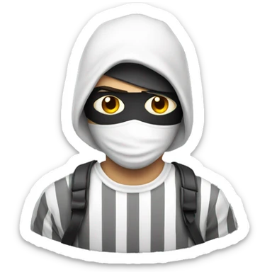 Burglar with eye mask and striped white and white shirt sticker