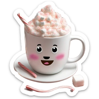 Pink vibe - Christmas mug of hot cocoa with marshmallows and candycane sprinkles and whipped cream  sticker
