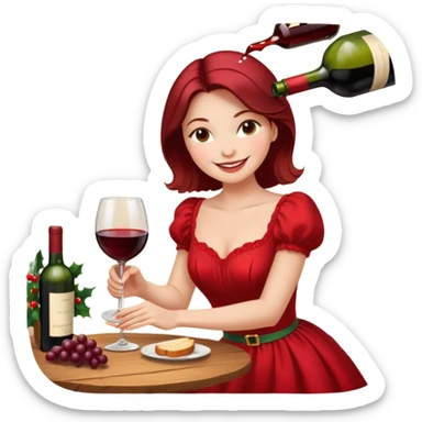 Chirstmas Hostess character, She plans the night, sets the table, pours the wine… sticker