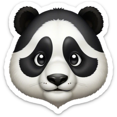Cinematic Noble Panda Portrait Emoji, Poised and regal, with a robust, sturdy build and a strikingly contrasting black and white Fur, deep-set soulful dark eyes, Simplified yet sharp and sophisticated features, highly detailed, glowing with a soft, dignified glow, high shine, intelligent and gentle, stylized with an air of bamboo forest majesty, focused and attentive, soft glowing outline, capturing the essence of a watchful and confident companion, so majestic it feels as though it could lumber out of the screen with effortless authority! sticker