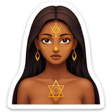 Dark oil traced over woman’s skin forming occult symbols, sensual devotion sticker