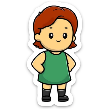 personne rousse avec un grand brun sticker