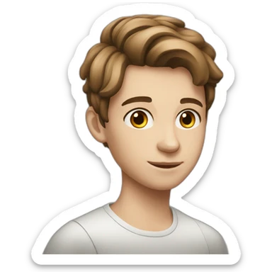 young millionaire with fair skin, short brown hair, 15 years old sticker