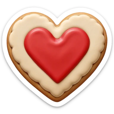 Heart-shaped cookie with red icing sticker